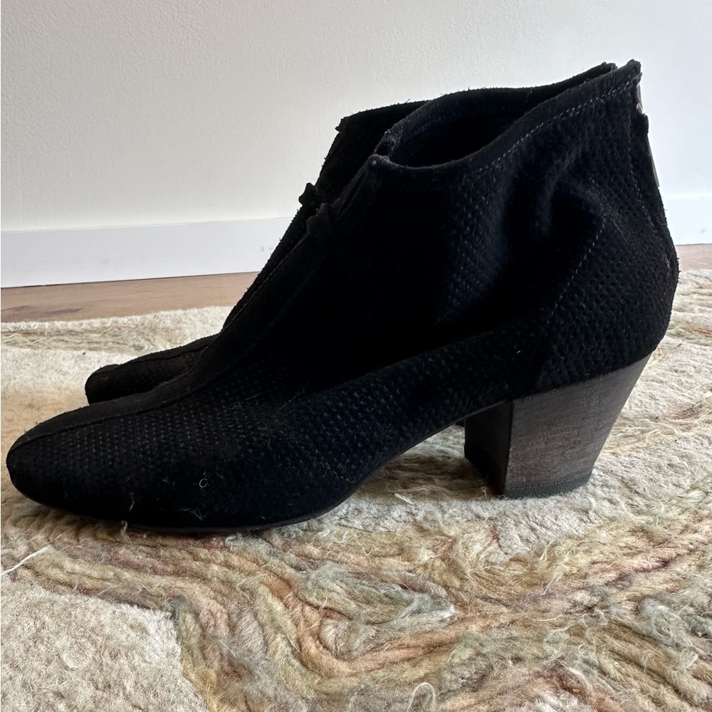 Aquatalia Black Ankle Booties with Block Heel
